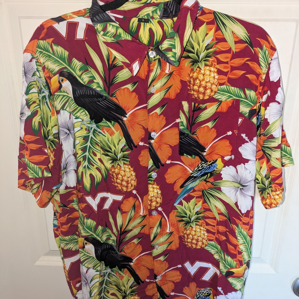 Virginia Tech Hawaiian Parrot Print Men's Shirt